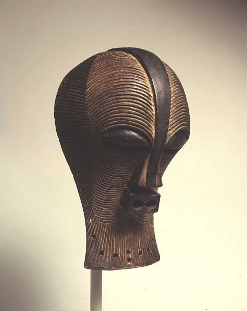 Vintage Large Scale Ceramic Kifwebe-Inspired Mask Lamp on